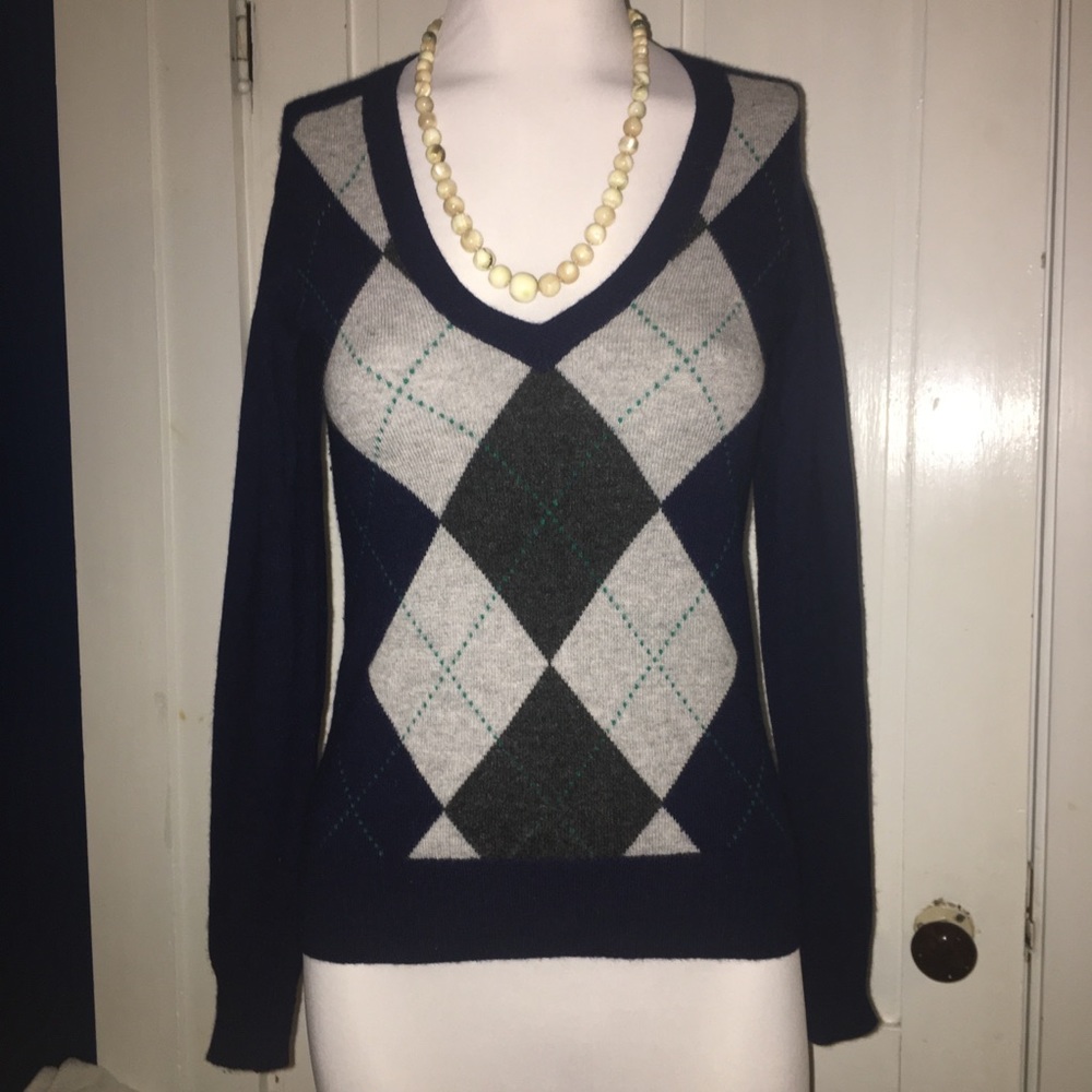 100% cashmere argyle sweater